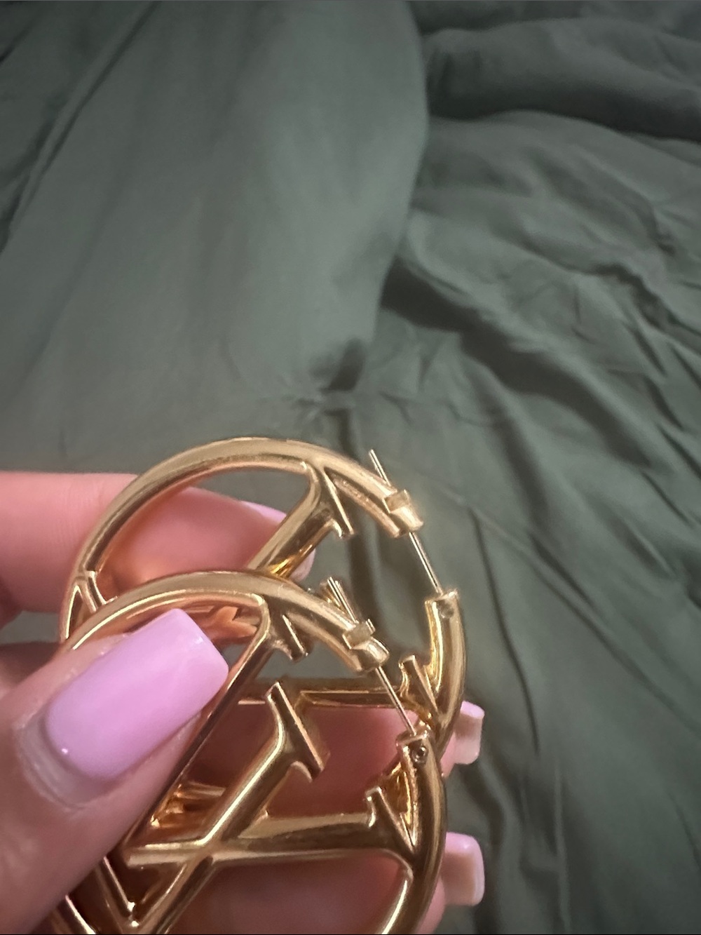 Louis Vuitton Gold Logo Hoop Earrings - Picture 11 of 12